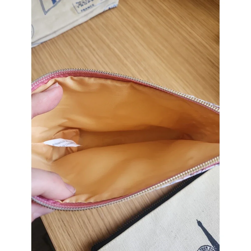 Set of Three Paris-Themed Cosmetic Bags